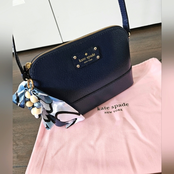 kate spade Handbags - Kate Spade ♠️ Navy Blue Leather Crossbody Dome Bag